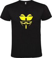 Zwart T shirt met print van " Vendetta " print Neon Geel size XXXL