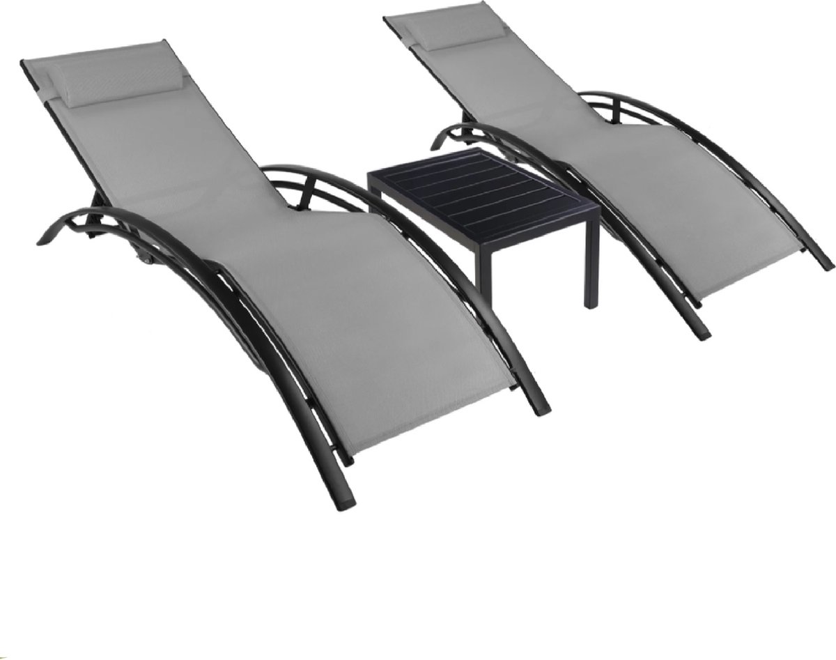 Luxiqo® Ligstoelen Met Tafeltje Set Van 2 Ligstoelen And Tafel Stretcher 8262