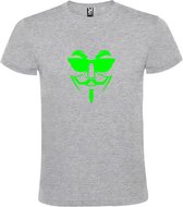 Grijs T shirt met print van " Vendetta " print Neon Groen size XXXXL