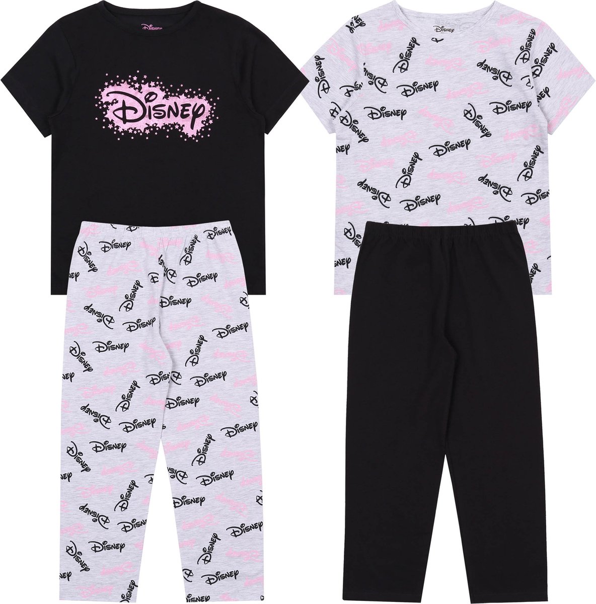 2x Zwart en grijze meisjespyjama's - DISNEY / 146
