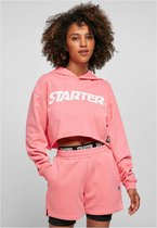 Urban Classics Crop Hoodie -M- Logo pinkgrapefruit Roze