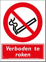 Verboden te roken bord 40 x 30 cm.