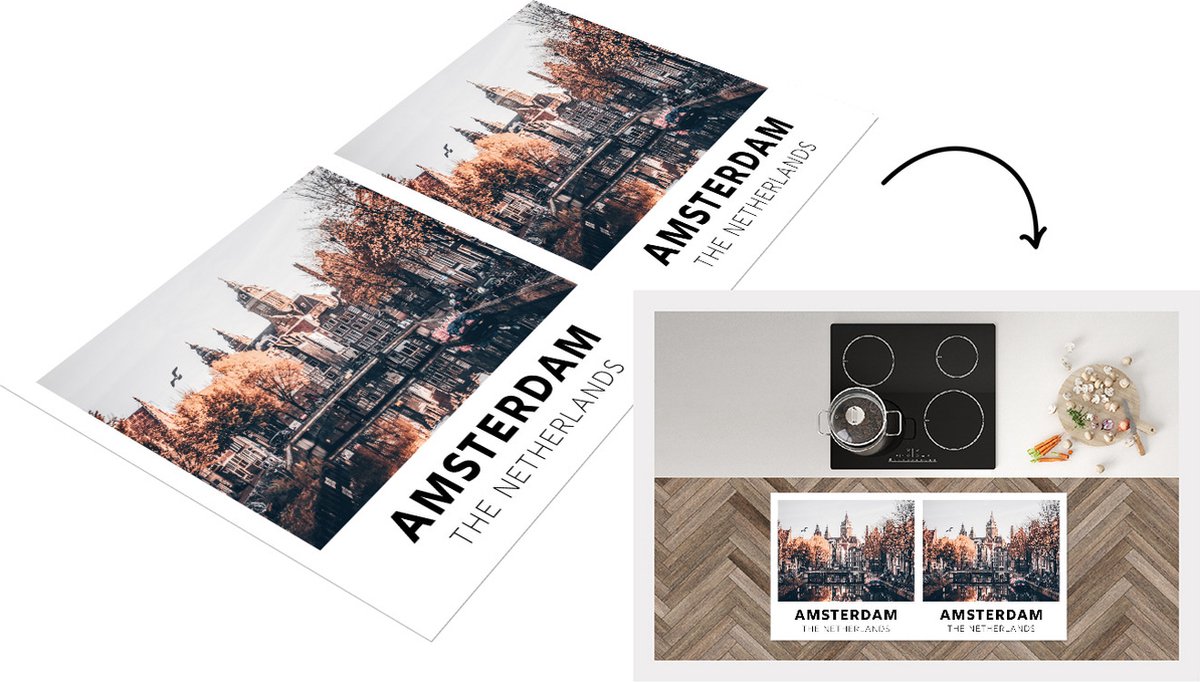 KitchenYeah Keukenloper - Loper keuken - Amsterdam - Nederland - Water - 120x60 cm - Keukenloper vinyl Multicolor