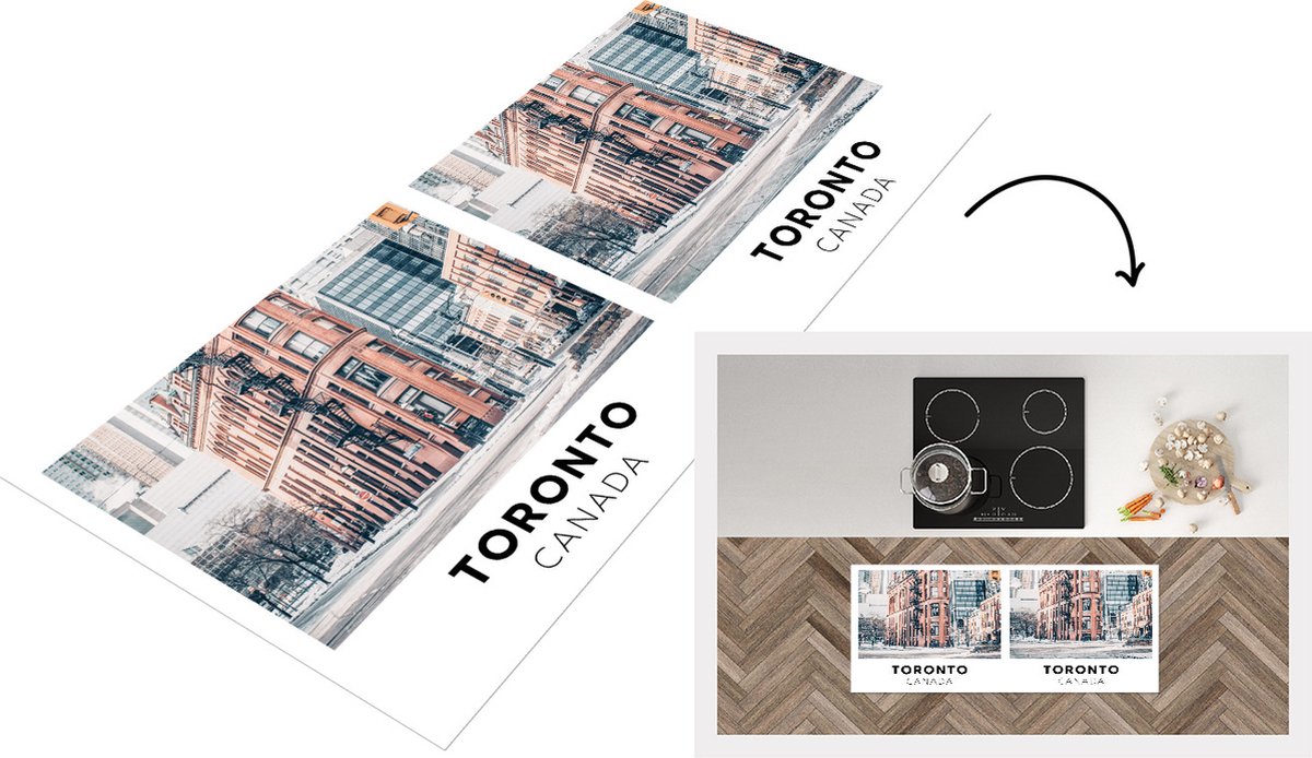 KitchenYeah Keukenloper - Loper keuken - Canada - Architectuur - Winter - 120x50 cm - Keukenloper vinyl Multicolor