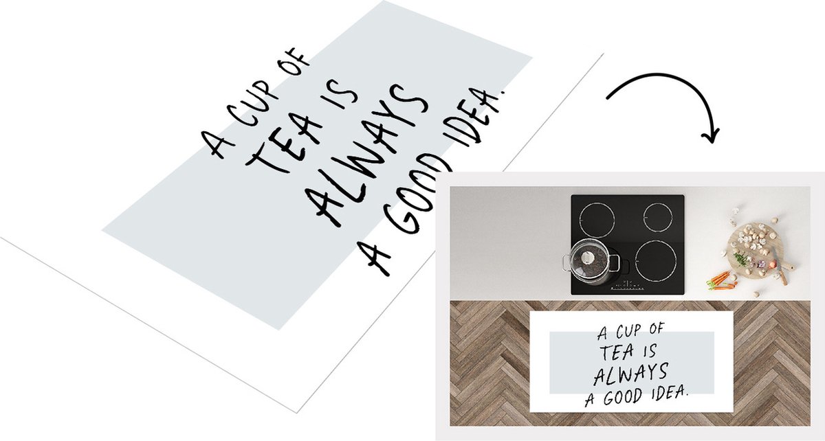 KitchenYeah Keukenloper - Loper keuken - Spreuken - A cup of tea is always a good idea - Quotes - Thee - 120x60 cm - Keukenloper vinyl Multicolor