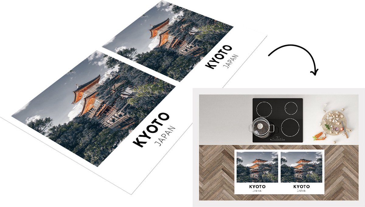 KitchenYeah Keukenloper - Loper keuken - Japan - Architectuur - Boom - 120x60 cm - Keukenloper vinyl Multicolor