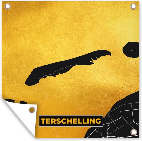 Tuinposters Terschelling - Kaart - Plattegrond - Stadskaart - Eiland - 50x50 cm - Tuindoek - Buitenposter
