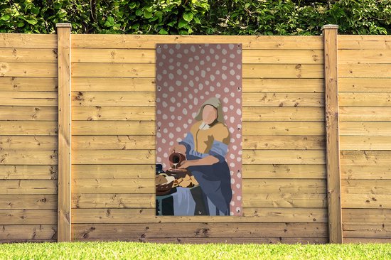 Affiche clôture Pastel - Melkmeisje - Pois - Maîtres anciens - 100x200 cm - Toile jardin