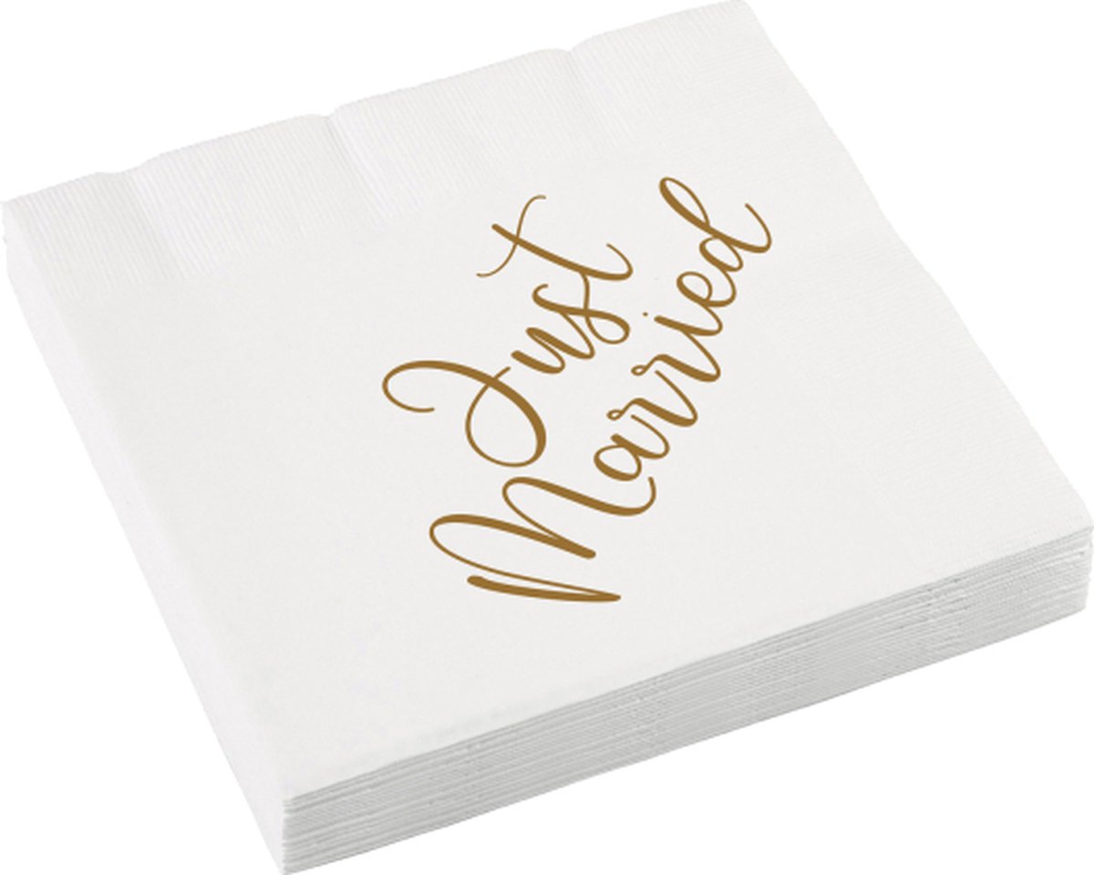 Amscan - Servetten Just Married - 33 x 33 cm
