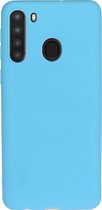 Mobigear Hoesje geschikt voor Samsung Galaxy A21 Telefoonhoesje Flexibel TPU | Mobigear Color Backcover | Galaxy A21 Case | Back Cover - Blauw