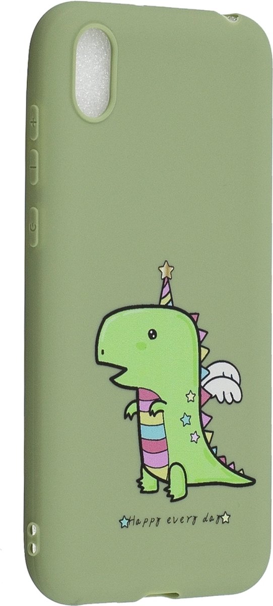 Mobigear Hoesje geschikt voor HONOR 8S Telefoonhoesje Flexibel TPU | Mobigear Croco Backcover | 8S Case | Back Cover - Dino | Groen