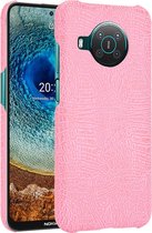 Mobigear Hoesje geschikt voor Nokia X20 Telefoonhoesje Hardcase | Mobigear Croco Backcover | X20 Case | Back Cover - Roze