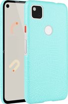 Mobigear Hoesje geschikt voor Google Pixel 4a Telefoonhoesje Hardcase | Mobigear Croco Backcover | Pixel 4a Case | Back Cover - Turquoise