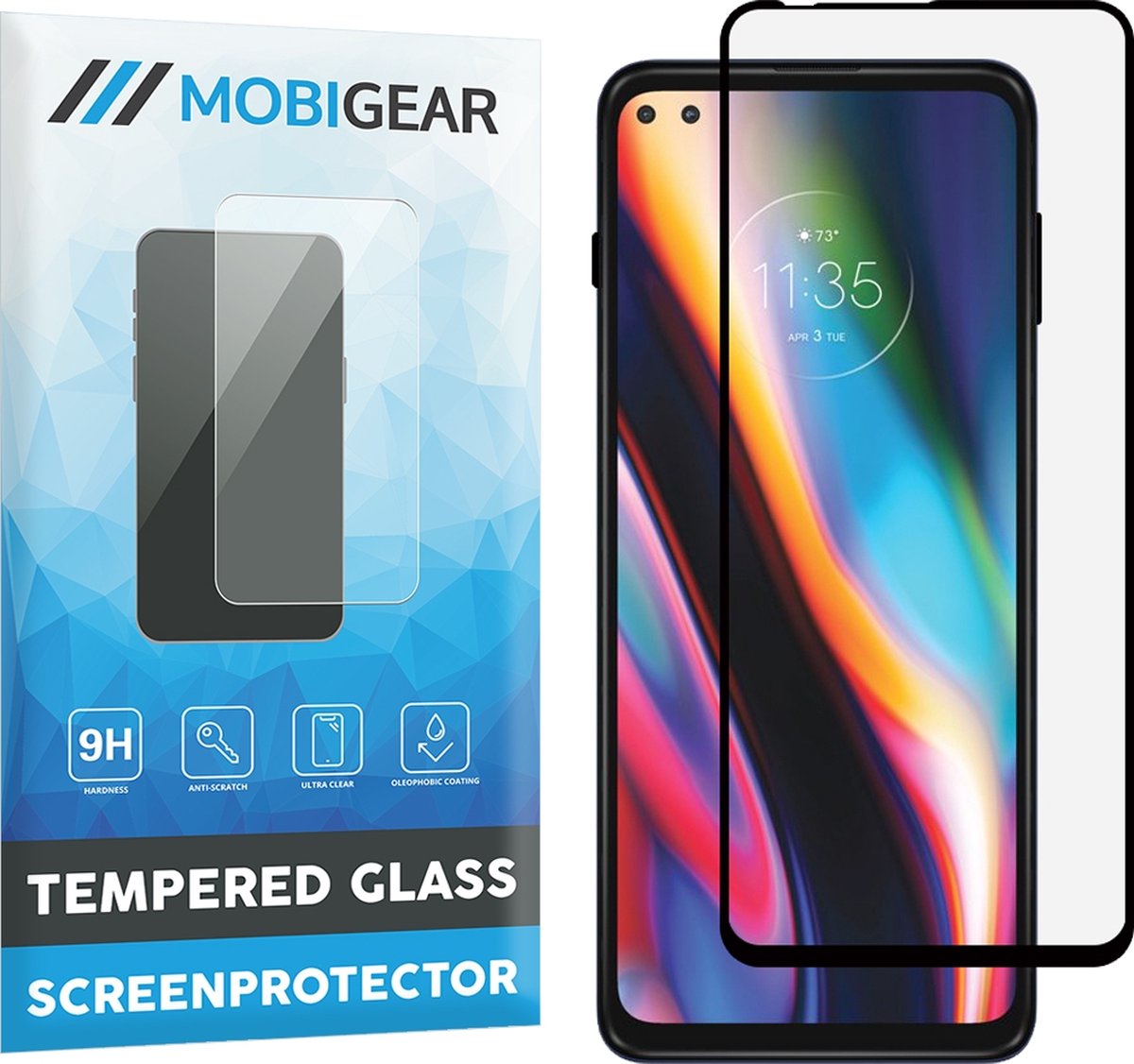 Mobigear Screenprotector geschikt voor Motorola Moto G 5G Plus Glazen | Mobigear Premium Screenprotector - Case Friendly - Zwart