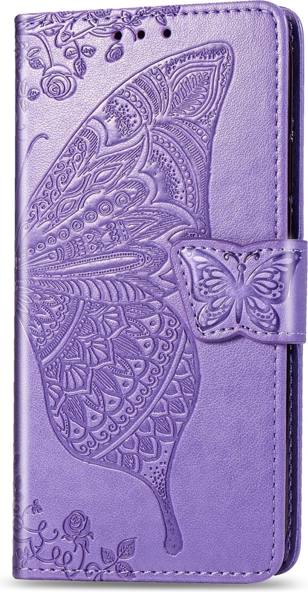 Mobigear Telefoonhoesje geschikt voor Apple iPhone 11 Hoesje | Mobigear Butterfly Bookcase Portemonnee | Pasjeshouder voor 3 Pasjes | Telefoonhoesje voor Pinpas / OV Kaart / Rijbewijs - Paars