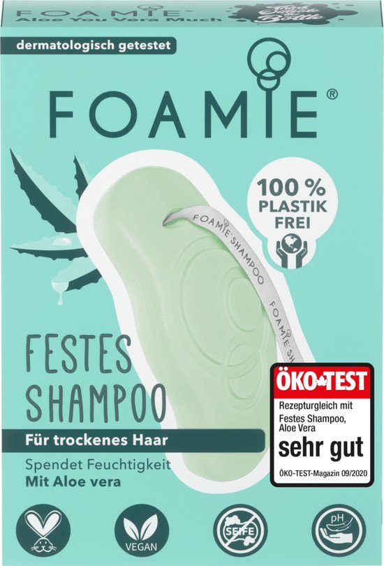 Foamie vaste shampoo voor droog haar met aloë vera, 100% plasticvrij.
