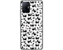 Telefoonhoesje Geschikt voor Xiaomi 11 Lite 5G NE hoesje - Meisje - Kat - Muis - Patronen - Girl - Kids - Kinderen - Meiden - Siliconen Telefoonhoesje Telefoonhoesje