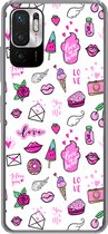 Geschikt voor Xiaomi Redmi Note 10 5G hoesje - Meiden - Liefde - IJs - Patronen - Girl - Kids - Kinderen - Kindje - Siliconen Telefoonhoesje