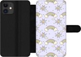 Bookcase Geschikt voor iPhone 12 Pro Max telefoonhoesje - Meisjes - Regenboog - Zon - Patronen - Girl - Kids - Kinderen - Kind - Met vakjes - Wallet case met magneetsluiting