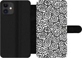 Bookcase Geschikt voor iPhone 12 Pro Max telefoonhoesje - Meiden - Rozen - Patronen - Girl - Kids - Kinderen - Kindje - Met vakjes - Wallet case met magneetsluiting