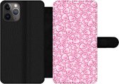 Bookcase Geschikt voor iPhone 11 Pro Max telefoonhoesje - Meiden - Hartjes - Roze - Patronen - Girl - Kindje - Kinderen - Met vakjes - Wallet case met magneetsluiting