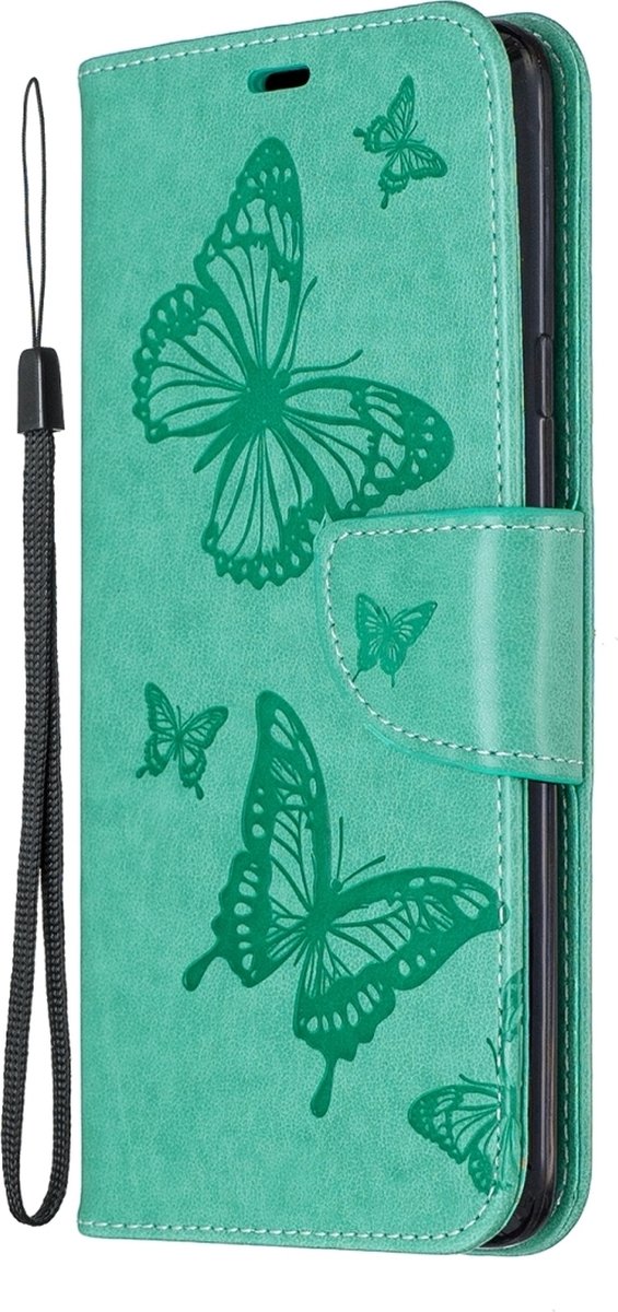 Mobigear Telefoonhoesje geschikt voor Samsung Galaxy A20s Hoesje | Mobigear Butterfly Bookcase Portemonnee | Pasjeshouder voor 2 Pasjes | Telefoonhoesje voor Pinpas / OV Kaart / Rijbewijs - Turquoise