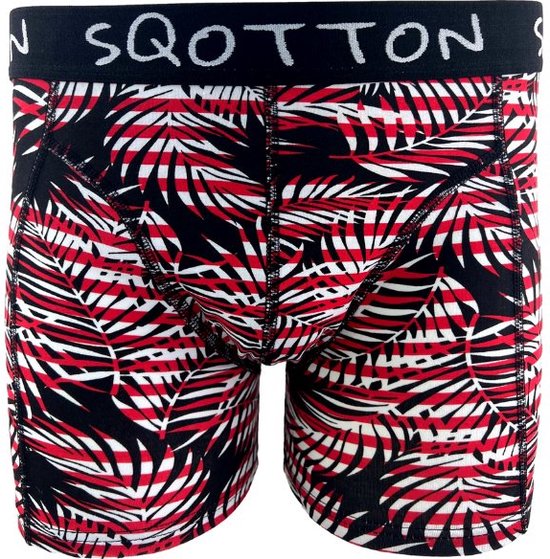 Caleçon - SQOTTON® - Jungle - Rouge/ Wit - Taille M