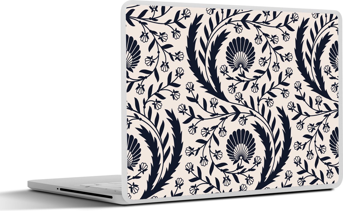 Laptop sticker - 17.3 inch - Patroon - Bloem - Zwart - 40x30cm - Laptopstickers - Laptop skin - Cover