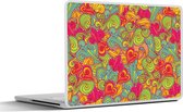 Laptop sticker - 10.1 inch - Meiden - Hart - Krullen - Patronen - Girl - Kids - Kinderen - Kind - 25x18cm - Laptopstickers - Laptop skin - Cover
