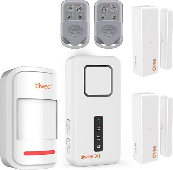 tiiwee X1-XL Alarme Maison sans Abonnement - Sirène 120dB - 4 Capteurs