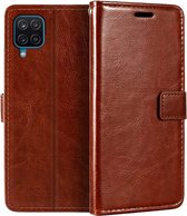 LuxeBass Telefoon Wallet Bookcase voor Samsung Galaxy A22 4G - Portemonnee telefoonhoesje voor Bankpassen - Kunstleer - Siliconen Houder - Magnetische sluiten - Bruin - telefoonhoes - gsm hoes - telefoonhoesjes - telefoonhoes - gsm hoes - gsm hoesjes