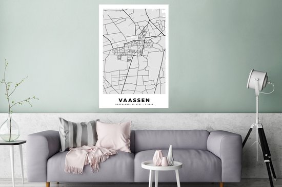 Affiche Vaassen - City Map - Map - Map - Wit - Nederland - 80x120 cm