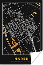 Poster Haren - Black and Gold - Stadskaart - Kaart - Plattegrond - 60x90 cm