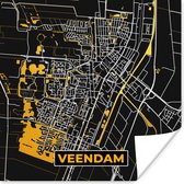 Poster Veendam - Kaart - Plattegrond - Stadskaart - Black and Gold - 75x75 cm