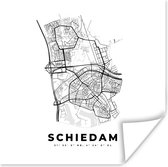 Poster Plattegrond – Schiedam – Zwart Wit – Stadskaart - Kaart - Nederland - 30x30 cm