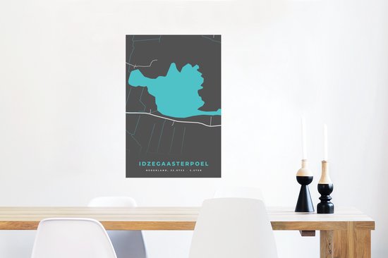 Poster Carte - Frise - Plan de la ville - Nederland - Idzegaasterpoel - Carte - 40x60 cm