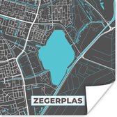 Poster Nederland - Water - Plattegrond - Kaarten - Stadskaart - Zegerplas - 30x30 cm