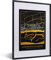 Fotolijst incl. Poster - Hardinxveld-Giessendam - Plattegrond - Goud - Kaart - Stadskaart - 30x40 cm - Posterlijst