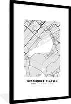 Fotolijst incl. Poster - Westeinder Plassen - Stadskaart - Plattergrond - Nederland - Kaart - 60x90 cm - Posterlijst - Plattegrond