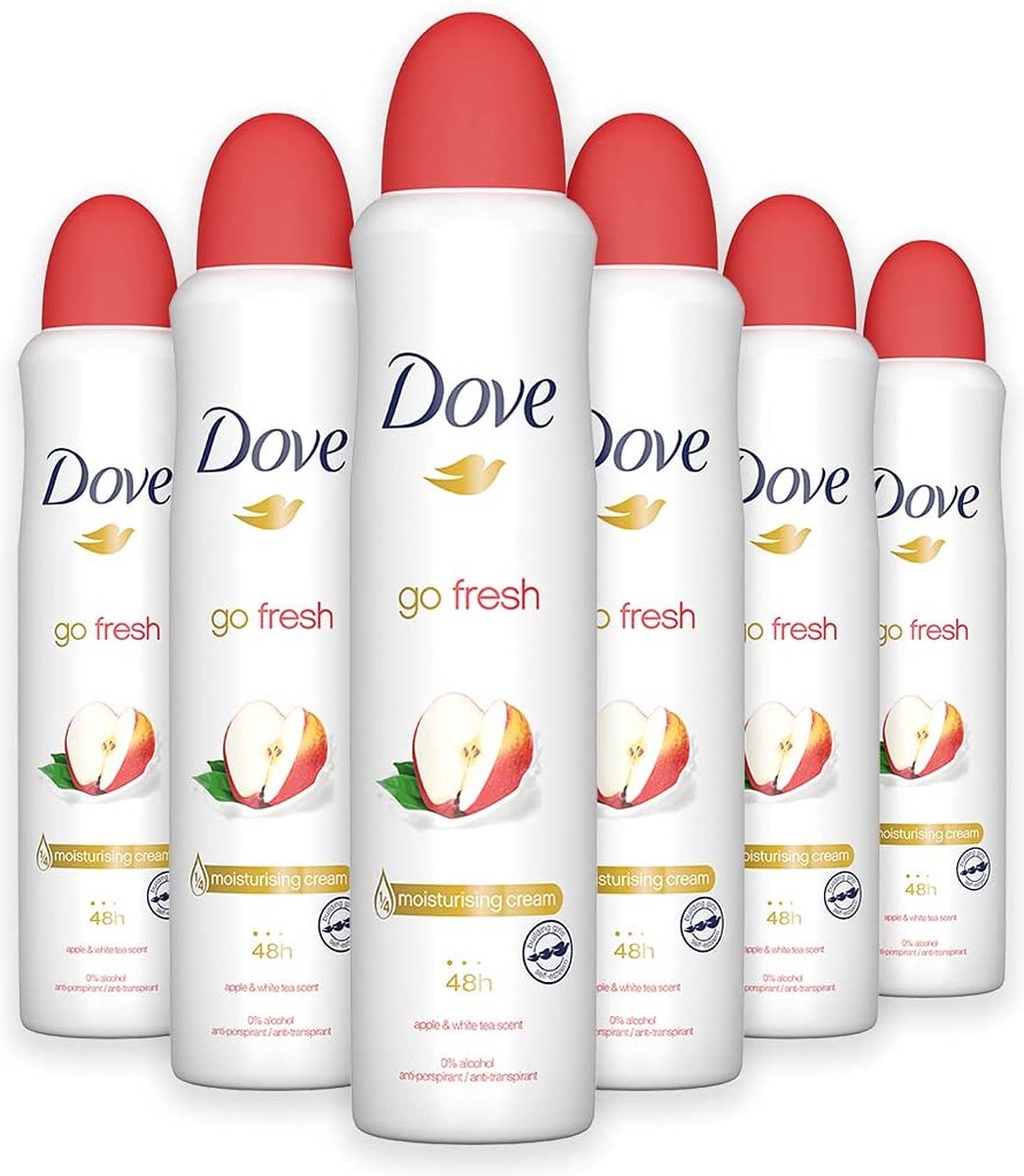 Goedkoopste Dove Deo Spray XL – Go Fresh Apple & White Tea - Voordeelverpakking 6 x 250 ml