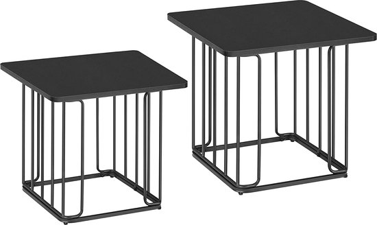 Table d'appoint Mara Set de 2 - Tables d'appoint - Table de canapé - Acier - Zwart - 50 x 50 x 45 cm