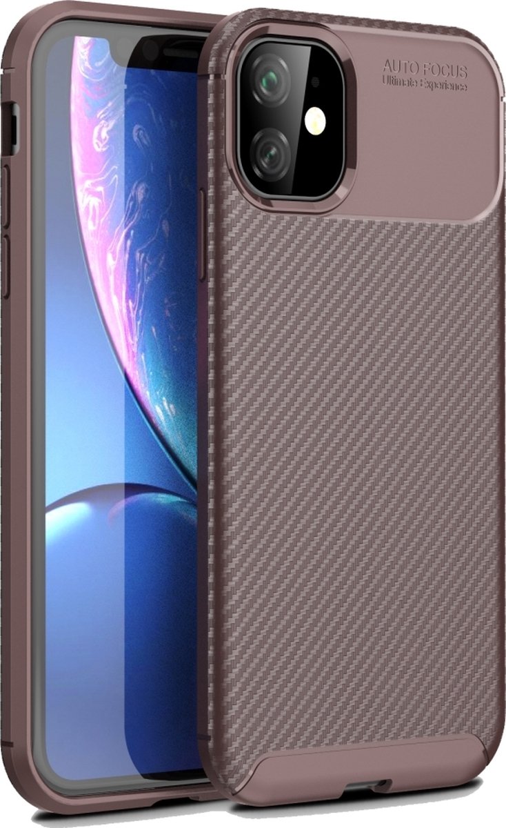 Mobigear Hoesje geschikt voor Apple iPhone 12 Pro Max Telefoonhoesje Flexibel TPU | Mobigear Racing Backcover | iPhone 12 Pro Max Case | Back Cover - Bruin