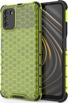 Mobigear Hoesje geschikt voor POCO M3 Telefoonhoesje Hardcase | Mobigear Honeycomb Backcover Shockproof | Schokbestendig M3 Telefoonhoesje | Anti Shock Proof - Groen