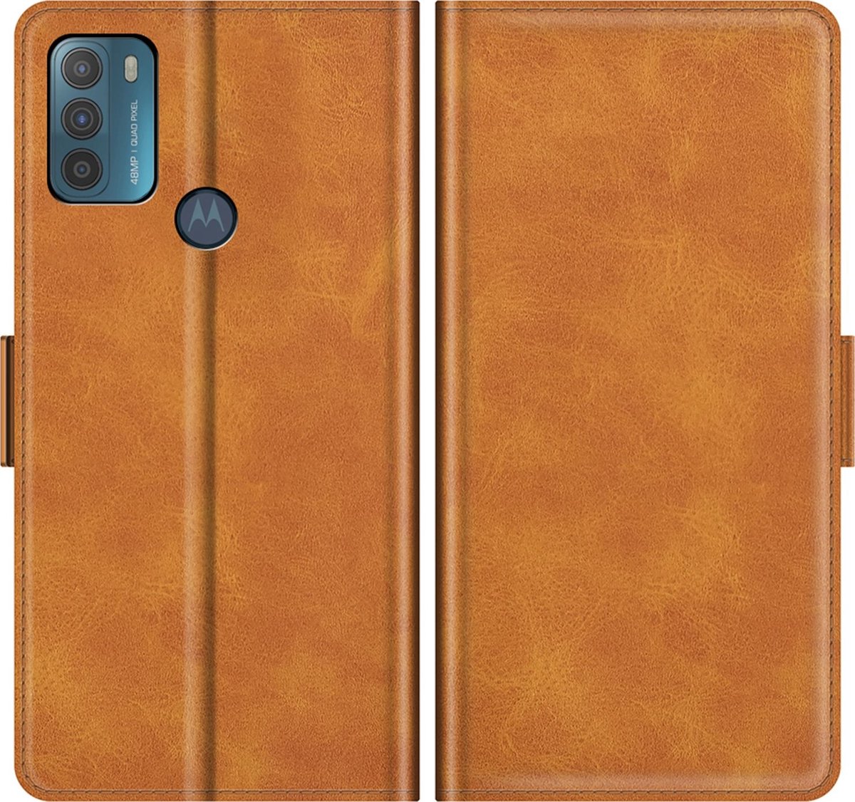Mobigear Telefoonhoesje geschikt voor Motorola Moto G50 Hoesje | Mobigear Slim Magnet Bookcase Portemonnee | Pasjeshouder voor 3 Pasjes | Telefoonhoesje voor Pinpas / OV Kaart / Rijbewijs - Cognac
