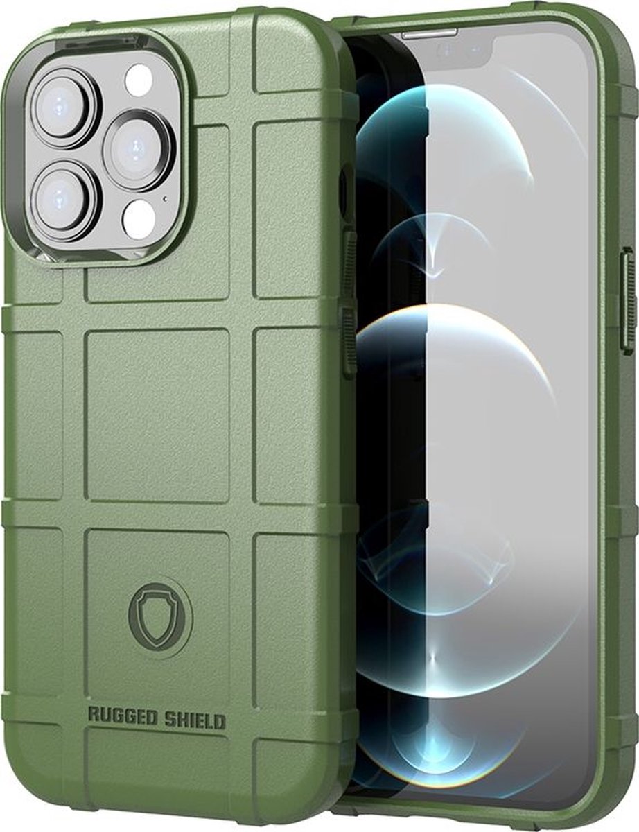 Mobigear Hoesje geschikt voor Apple iPhone 13 Pro Max Telefoonhoesje Flexibel TPU | Mobigear Rugged Shield Backcover Shockproof | Schokbestendig iPhone 13 Pro Max Telefoonhoesje | Anti Shock Proof - Groen