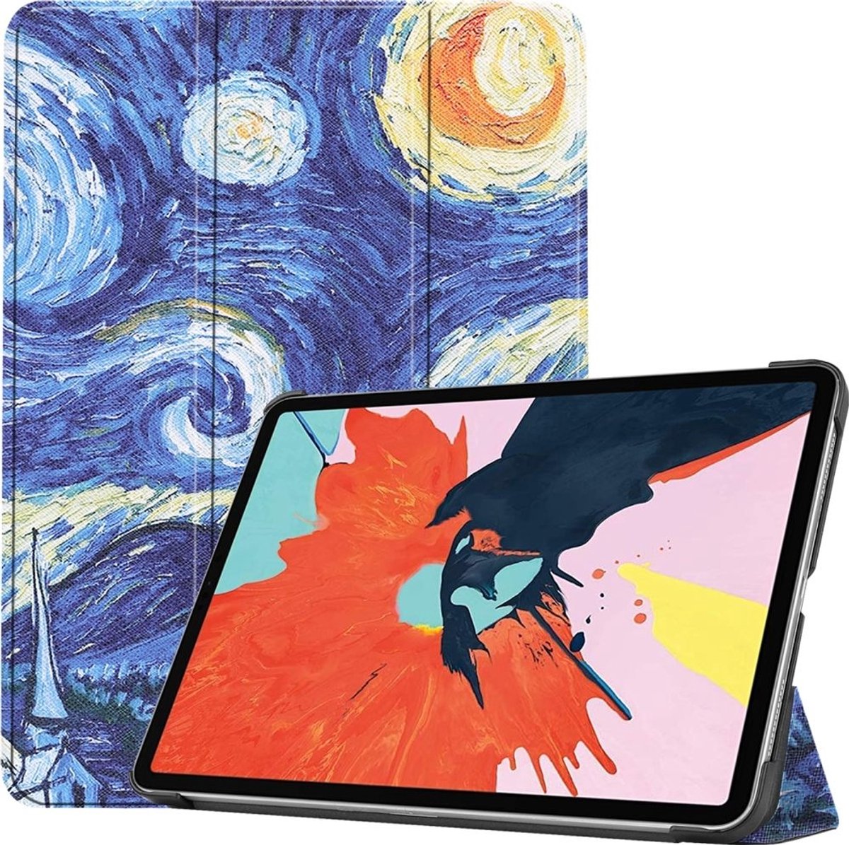 Mobigear Tablethoes geschikt voor Apple iPad Air 4 (2020) Hoes | Mobigear Tri-Fold Bookcase - The Starry Night | Blauw
