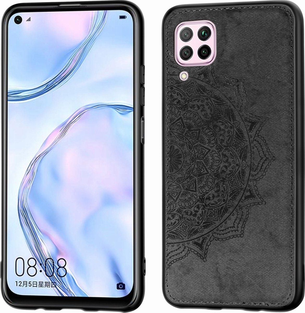 Mobigear Hoesje geschikt voor Huawei P40 Lite Telefoonhoesje Hardcase | Mobigear Mandala Backcover | P40 Lite Case | Back Cover - Zwart