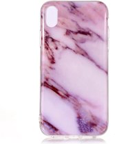 Mobigear Hoesje geschikt voor Apple iPhone XS Max Telefoonhoesje Flexibel TPU | Mobigear Marble Backcover | iPhone XS Max Case | Back Cover - Paars