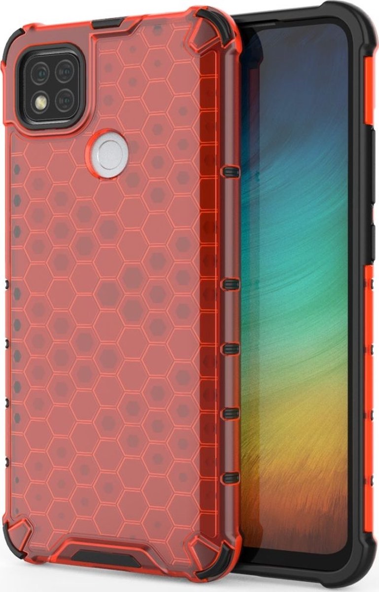 Mobigear Hoesje geschikt voor Xiaomi Redmi 9C Telefoonhoesje Hardcase | Mobigear Honeycomb Backcover Shockproof | Schokbestendig Redmi 9C Telefoonhoesje | Anti Shock Proof - Rood