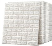 Zelfklevende 3D Stenen Muursticker - Zelfklevend Behang - Plaktegels - Waterafstotend - Voor Keuken, Toilet En Badkamer - 10 Stuks - Wit